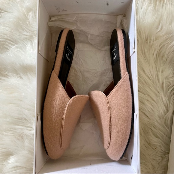 NIB Newbark x Theory Liza Pale Rose Round-Toe Mules - Picture 8 of 11